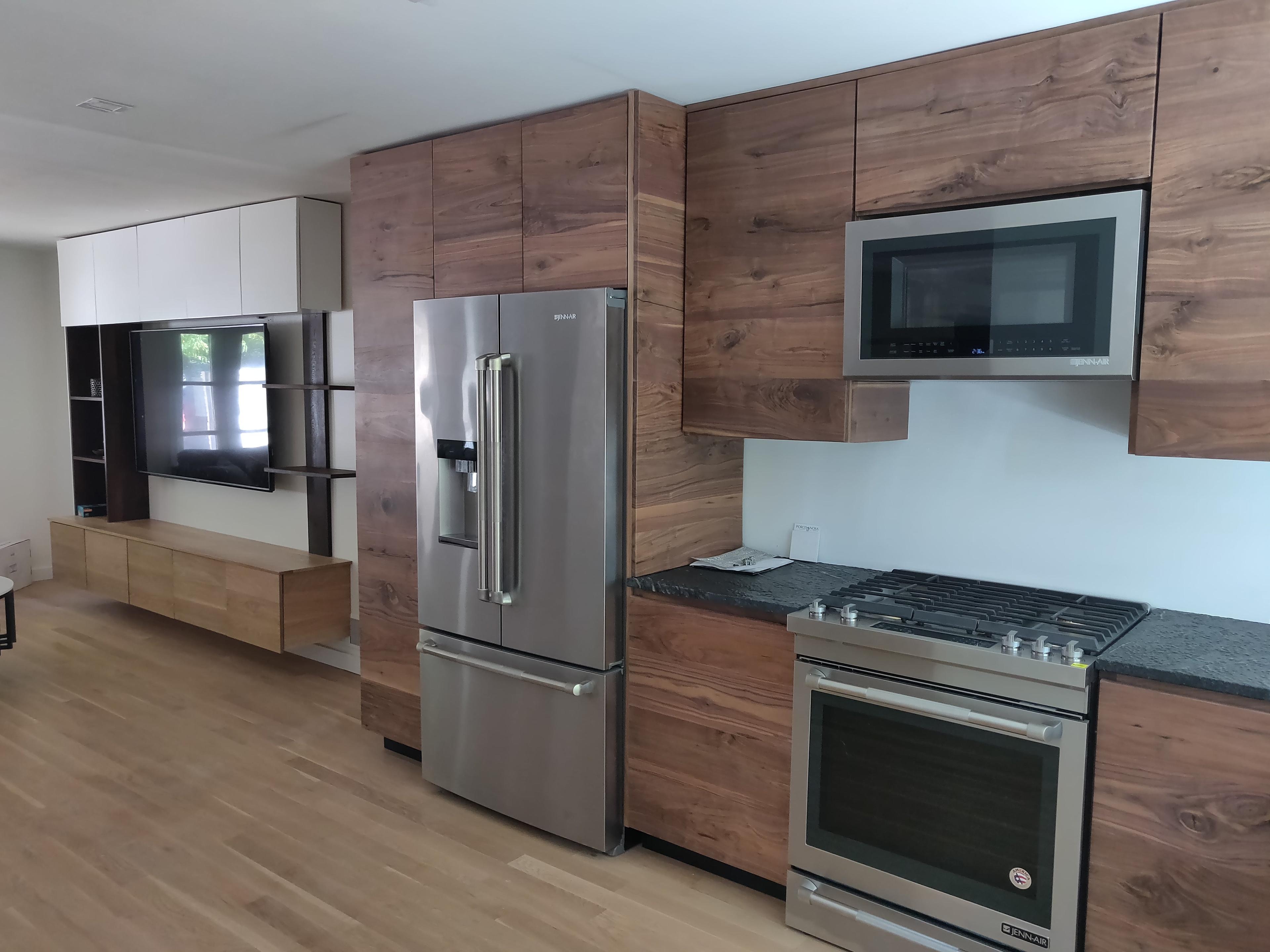 Modern walnut kitchen cabinetry